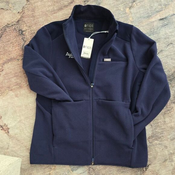 FIGS On-Shift Fleece Jacket Navy Blue Co-Branded w/ Aya Healthcare Womens Medium - Picture 3 of 4